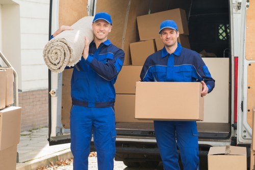 Office furniture and files prepared for relocation