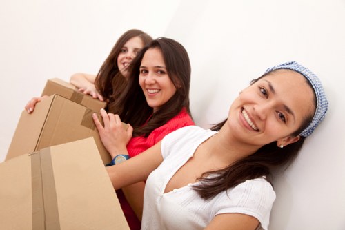 Professional movers transporting furniture in Hollandpark