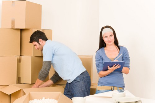 Furniture and boxes secured inside a moving truck